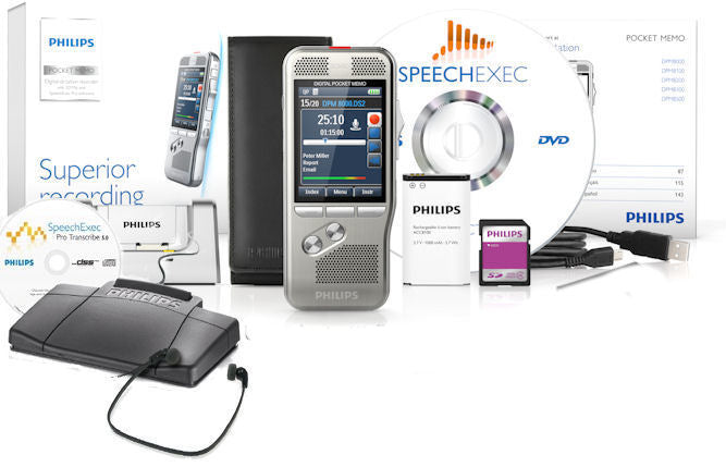 Philips DPM-8000DT Digital Pocket Memo with Speech Exec Pro Dictation and Transcription Software with SR Module