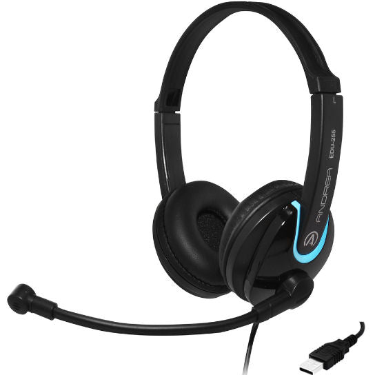 Andrea Communications C1-1030200-1 (EDU-255) USB High Quality On-Ear Stereo Headset