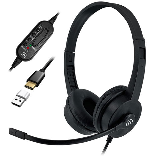 Andrea Communications C1-1034900-1 (AC-155 USB) On-Ear Stereo USB Headset with USB-C plug, and included USB-A adapter