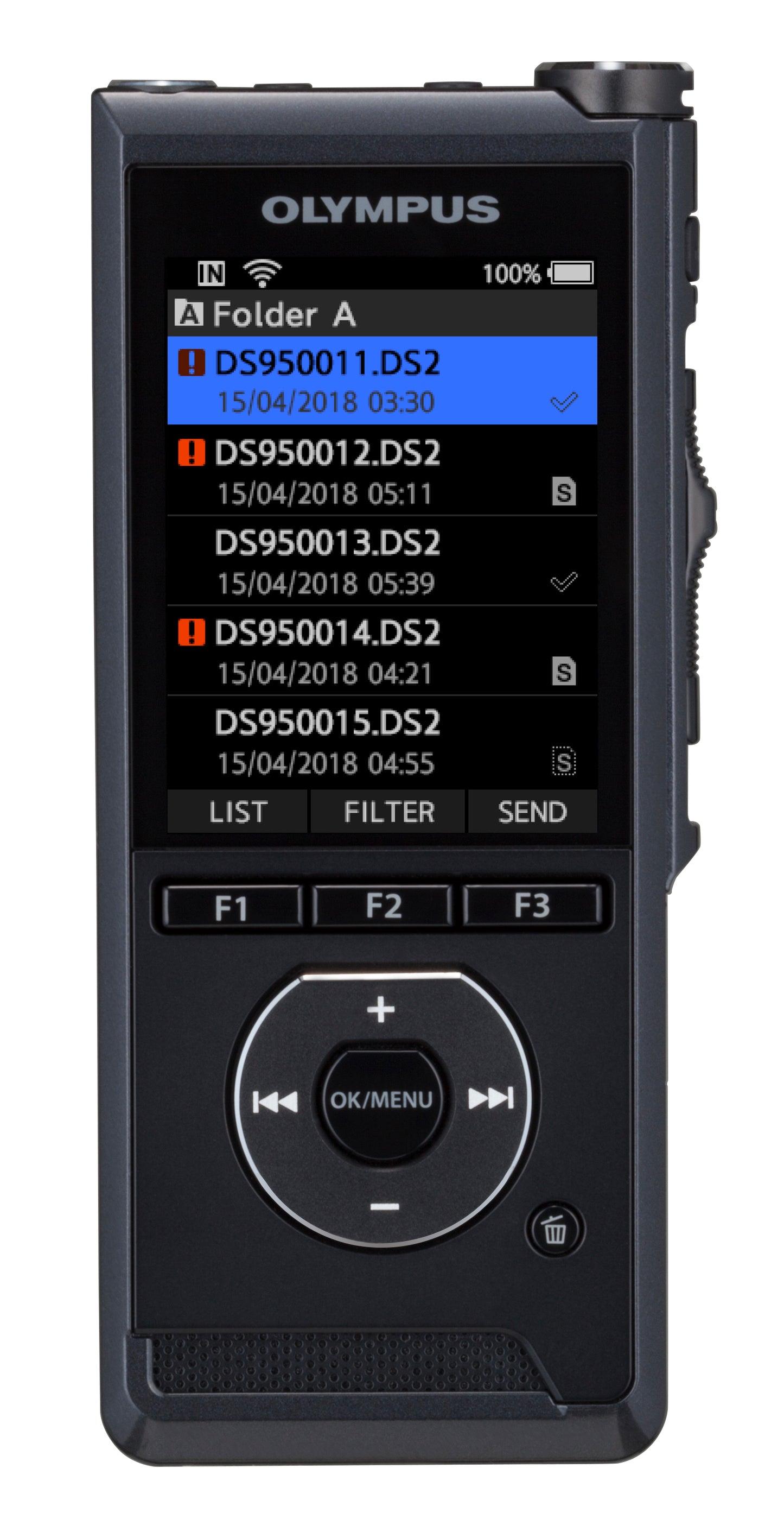 Olympus DS-9500IT Professional Dictation Wi-Fi Recorder, Slide Switch function, No Software