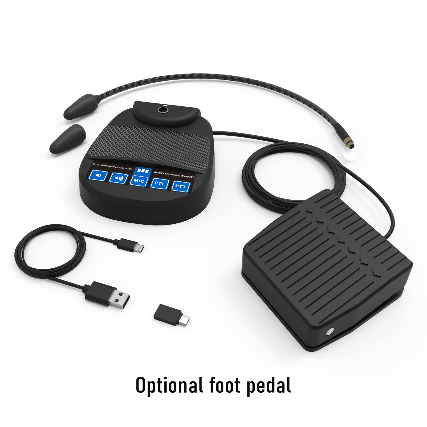 SpeechWare TBK6-B USB 6-in-1 Gooseneck TableMike with Exclusive Variable Long-Range Self Adjusting Input