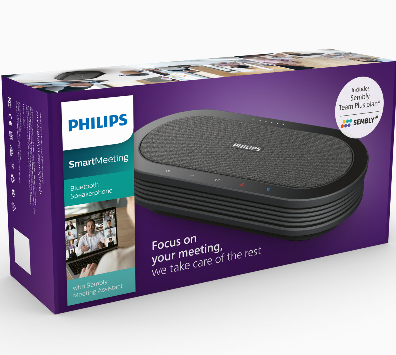 Philips PSE0501 SmartMeeting Wireless Conference Microphone with Sembly AI Meeting Assistant