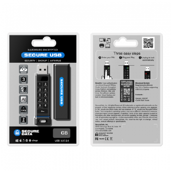 SecureData SU-KP-BL-32 SecureUSB KP 32GB Encrypted USB 3.0 Flash Drive - FIPS Compliant - Unlock via On - Board Keypad