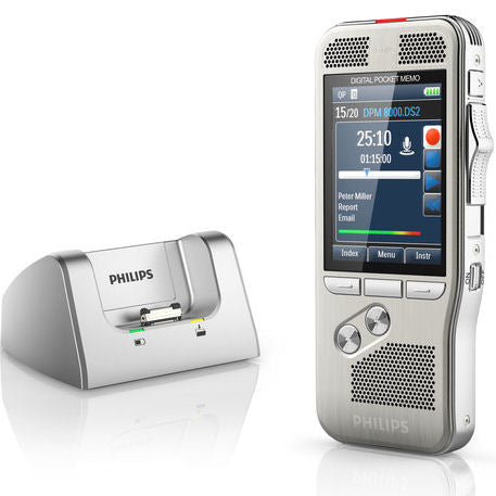 Philips DPM8000/02 Digital Pocket Memo with Speech Exec Pro Dictate 2 year Subscription Software version 11.5 and SR Module