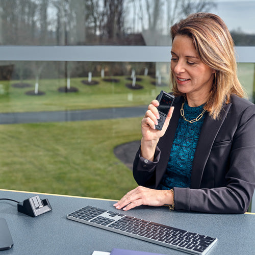 OM System DS-9100C Professional Dictation Recorder with CR-21 Cradle and 12 Month Subscription License to ODMS Cloud