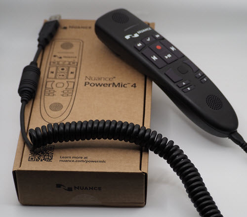 Nuance 0POWM4NC-E01 PowerMic 4 Speech Recognition Handheld Microphone with 6 Foot Coiled Cord