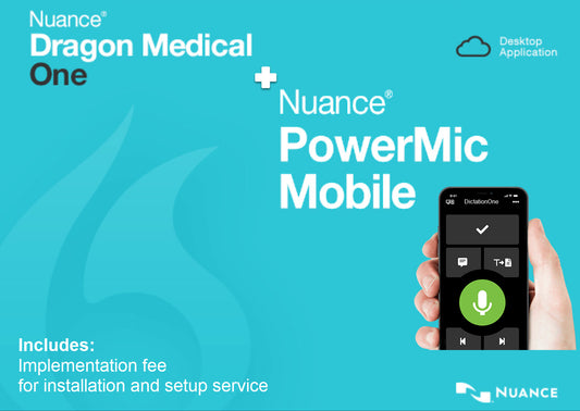 Nuance DMO-1 Dragon Medical One and PowerMic Mobile, 1-Year Term with Implementation Fee Included for First-Time Buyers