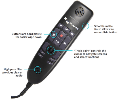 Nuance 0POWM4N9-E01 PowerMic 4 Speech Recognition Handheld Microphone with 9 Foot Cord