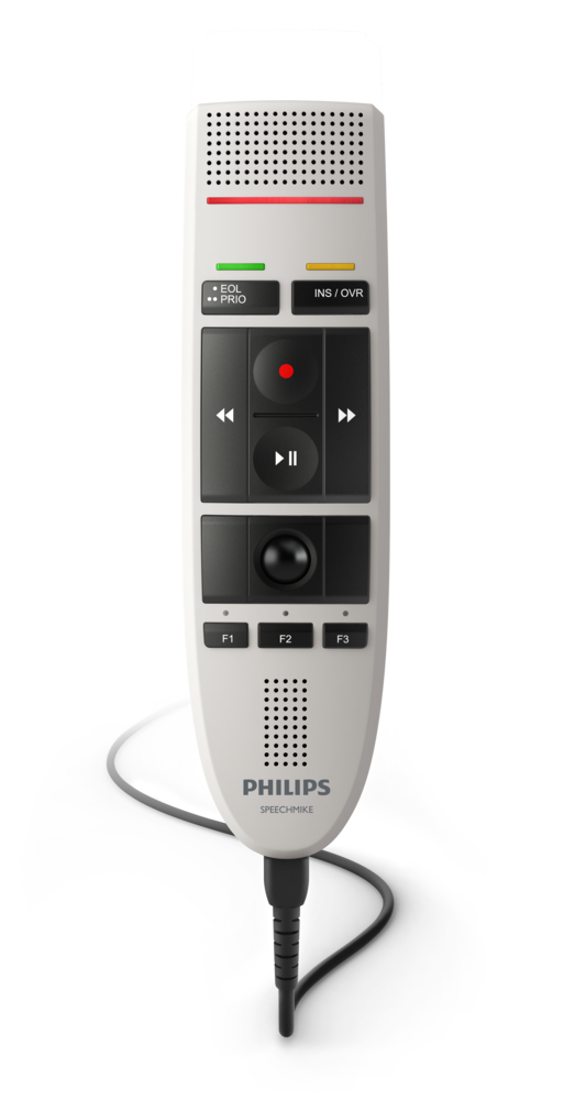 Philips SpeechMike LFH3200 dictation microphone, front view with cable